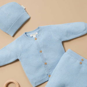 Organic Textured Baby Beanie – Blue Melange