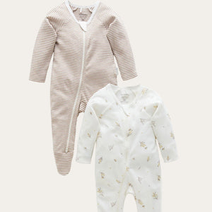 Organic cotton baby growsuits – unisex 2 pack