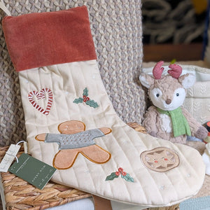 Organic cotton gingerbread man stocking