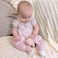 Knitted Organic Cotton Pink Elephant Baby Rattle Rattle.