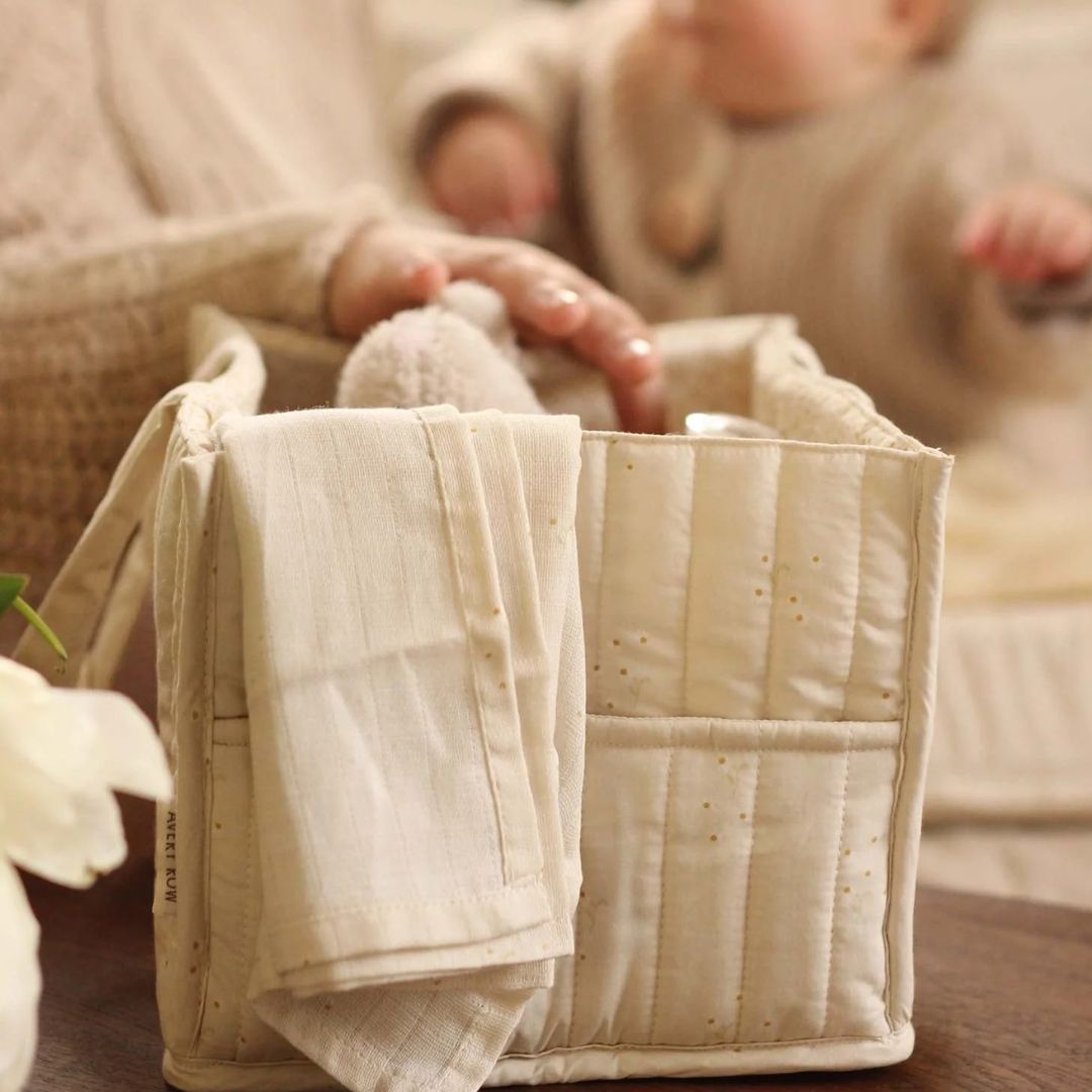 organic nappy caddy for a baby shower gifts hamper