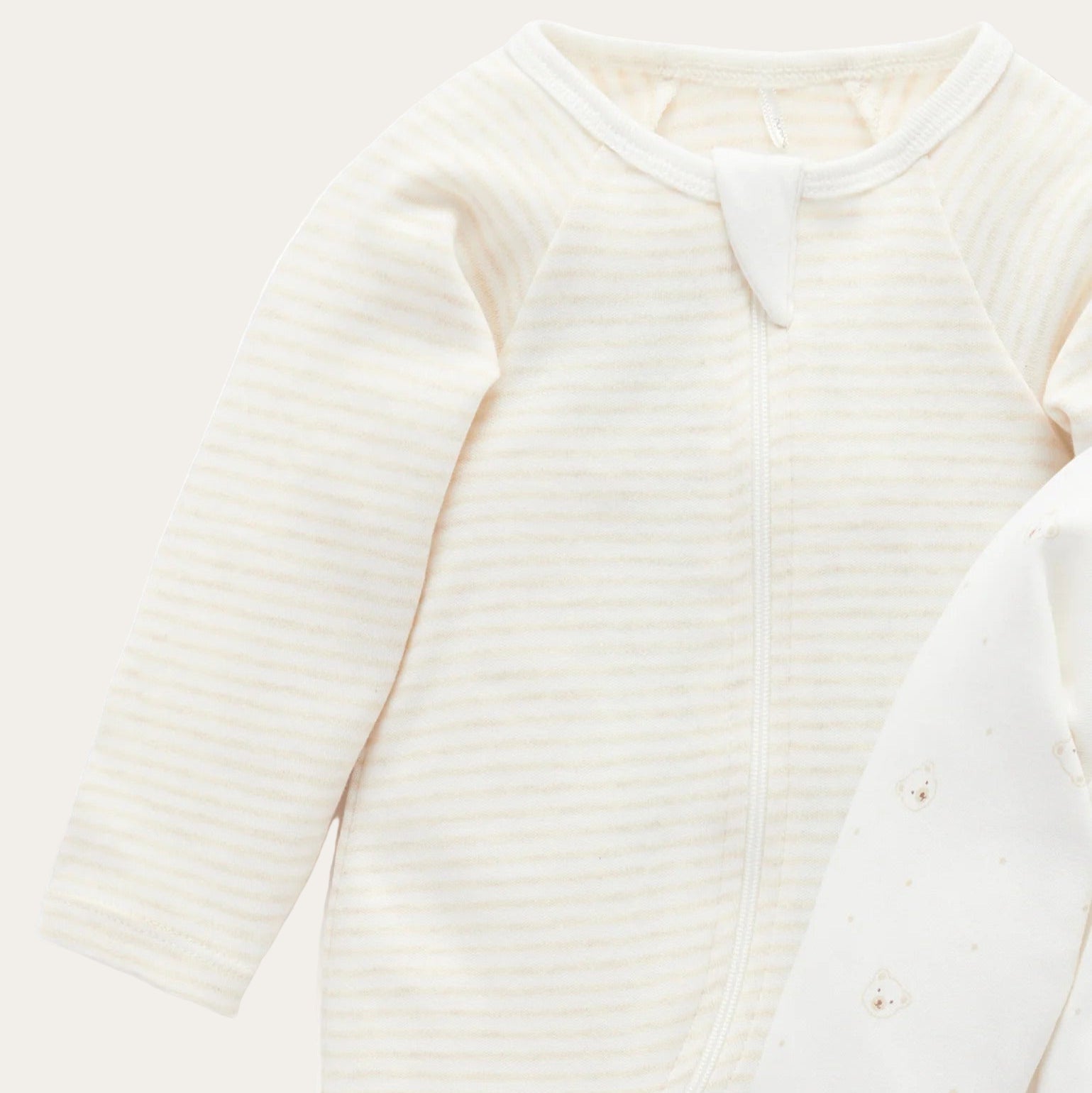 Organic bear print and striped baby grows
