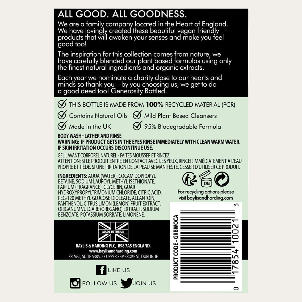 Oud Cedar Amber Fragrance Body Wash 500ml