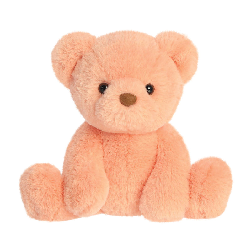 Soft light pinky orange  teddy bear with the softest fur and cute face approx 9 inches