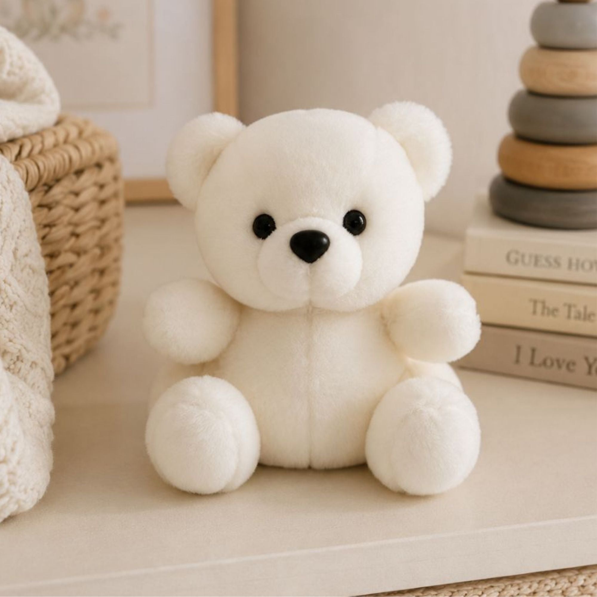 Palm Pals White Polar Bear soft toy, small baby toy suitable from birth