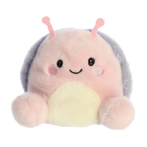 Palm Pals Shelby Snail soft toy with plush body and shell, 13cm baby toy with bean-filled base suitable from birth