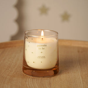 Parents to be candle gift with bergamot and pink pepper fragrance