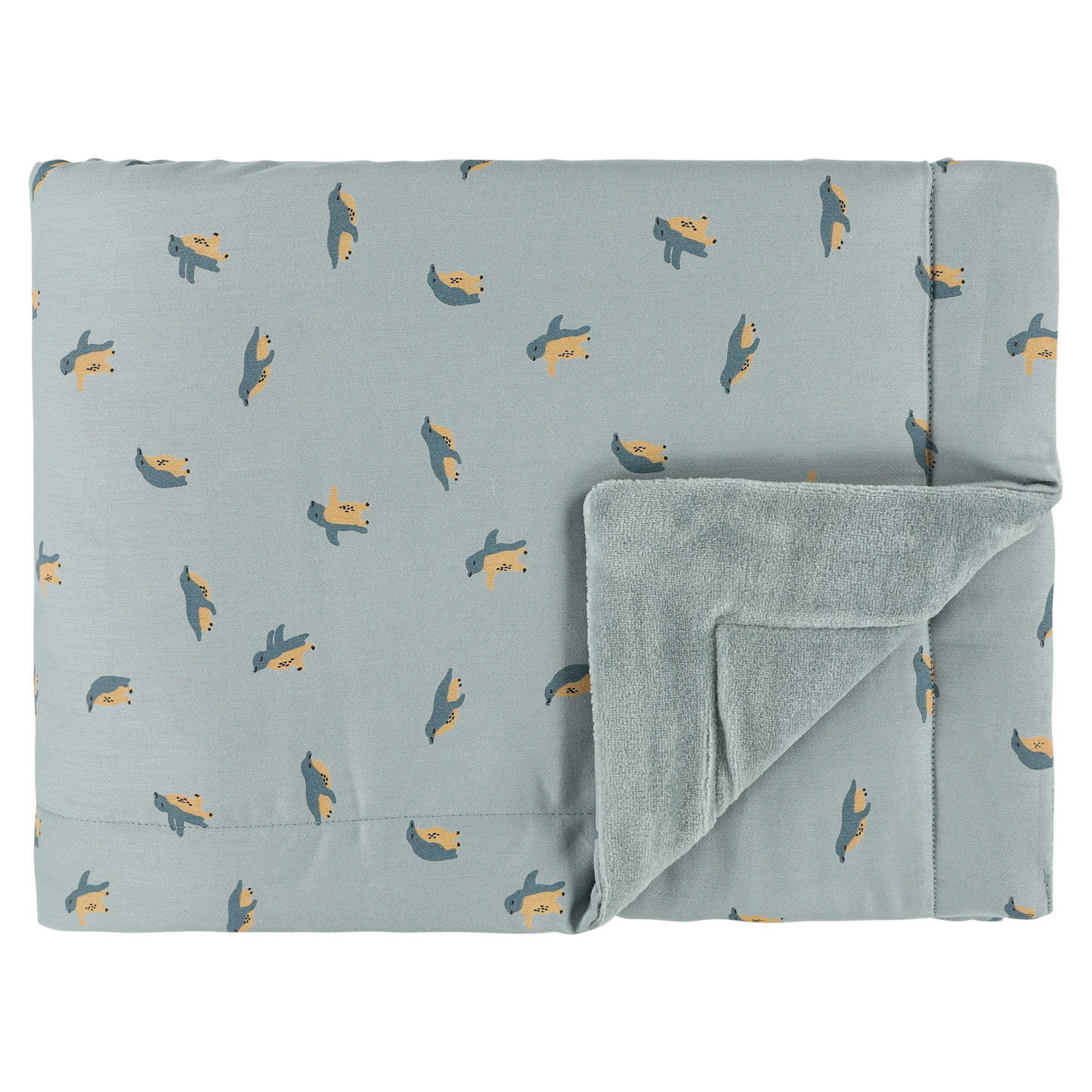 Soft organic blue baby blanket with penguin print