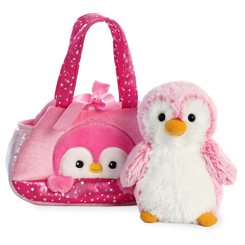 This beautiful soft toy peek-a-boo penguin and pet carrier is a great gift for any cuddly toy lover. This gorgeous sparkly pink pet carrier bag with a soft and cuddly white and pink Penguin inside