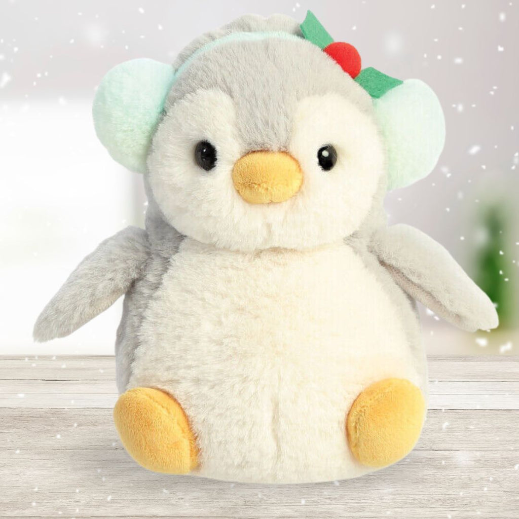 LITTLE GINNIE Penguin Soft Toy for Kids - Grey White