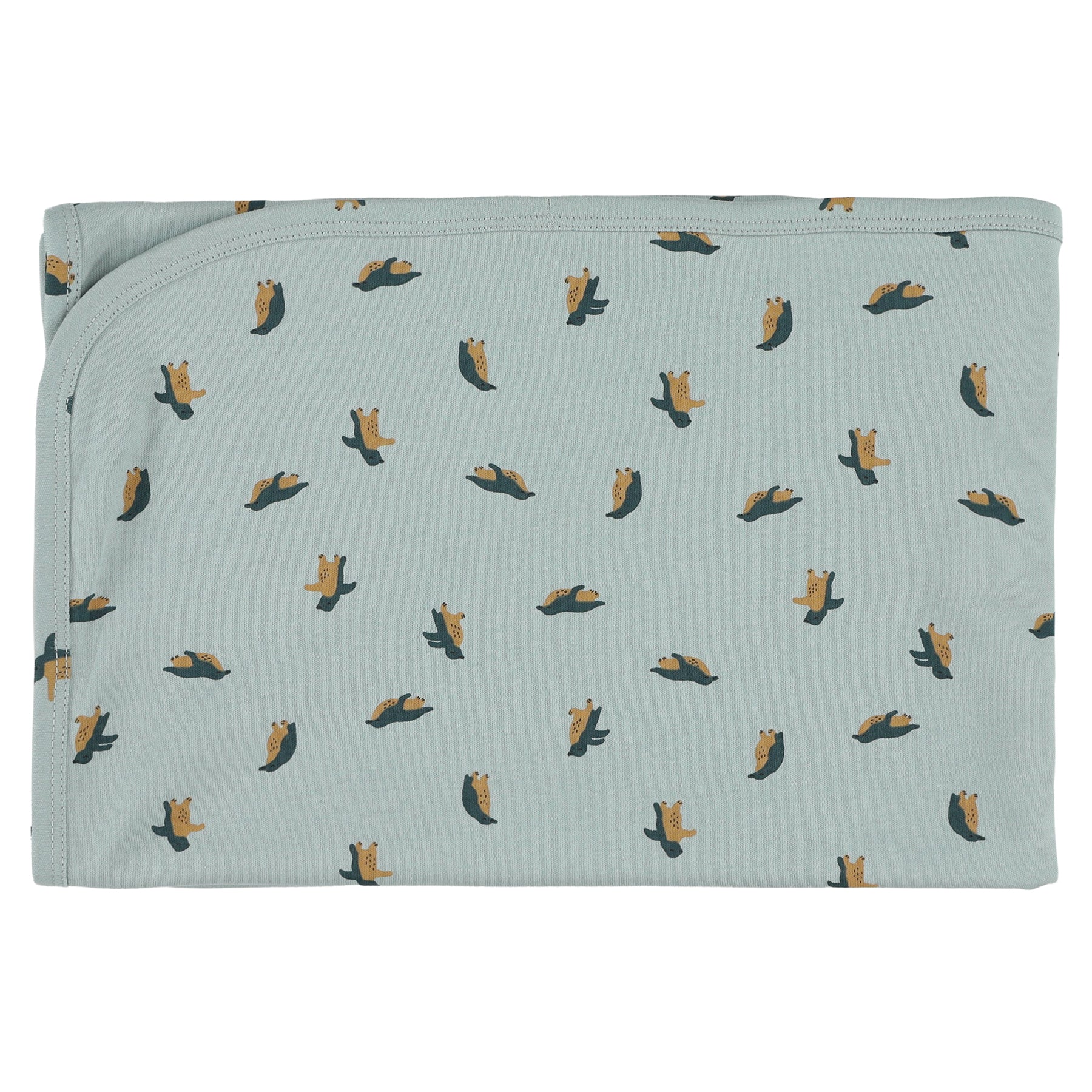 Cotton blue baby blanket with penguin print