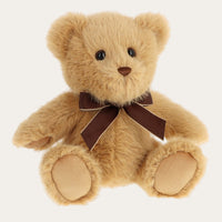 Personalised baby teddy bear in soft brown fabric