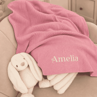Personalised dusky pink cellular baby blanket