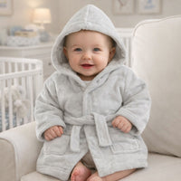 Personalised grey baby dressing gown