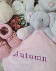 personalised baby soft toy pink elephant