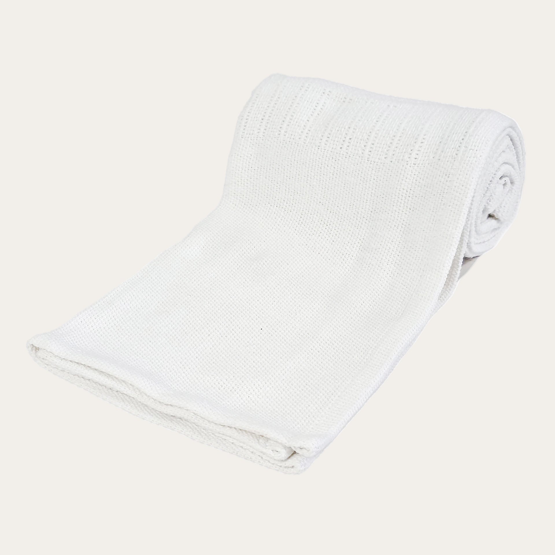 Soft white cellular baby blanket ready for pram or crib
