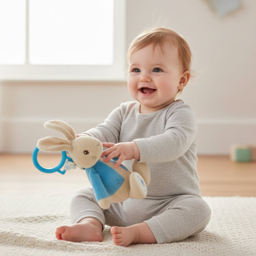 Peter Rabbit juggle attachable plush pram toy suitable from birth