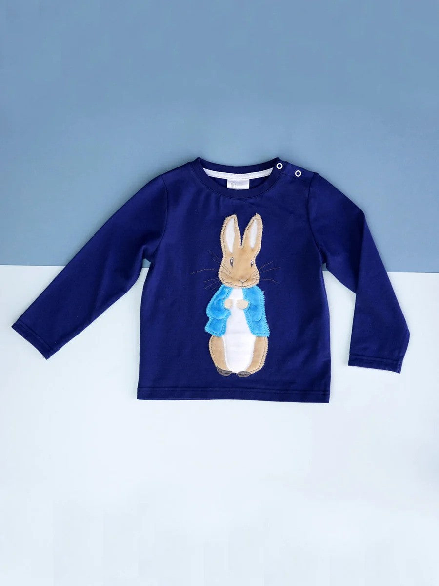 Dark blue long-sleeve peter rabbit top