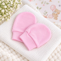 Pink anti scratch baby mittens 0-6 months in size. Baby essential for newborn baby. 100% cotton. 