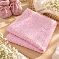 Pink Baby Waffle Face Cloth 100% Cotton | Reversible & Gentle | 30x30cm Baby Bath & Body.