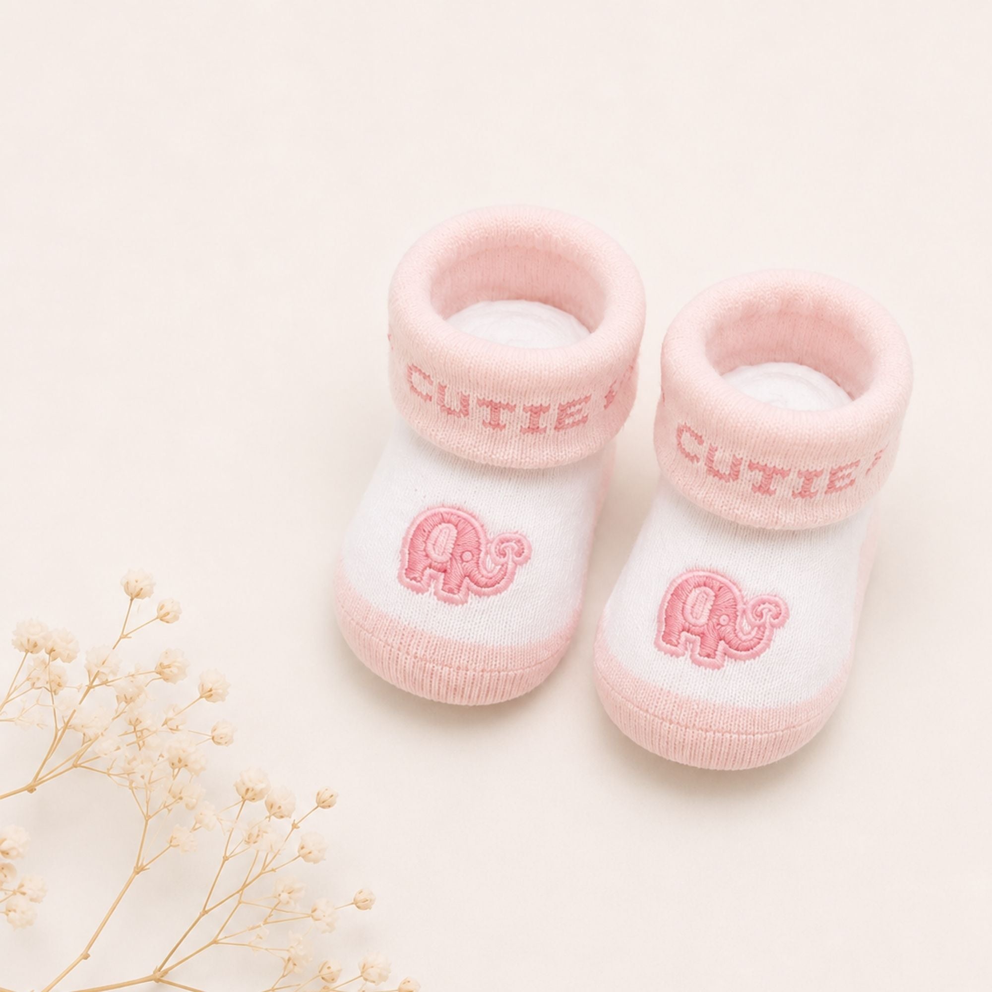 Pink Elephant Baby Girl Socks Gift Set – Newborn