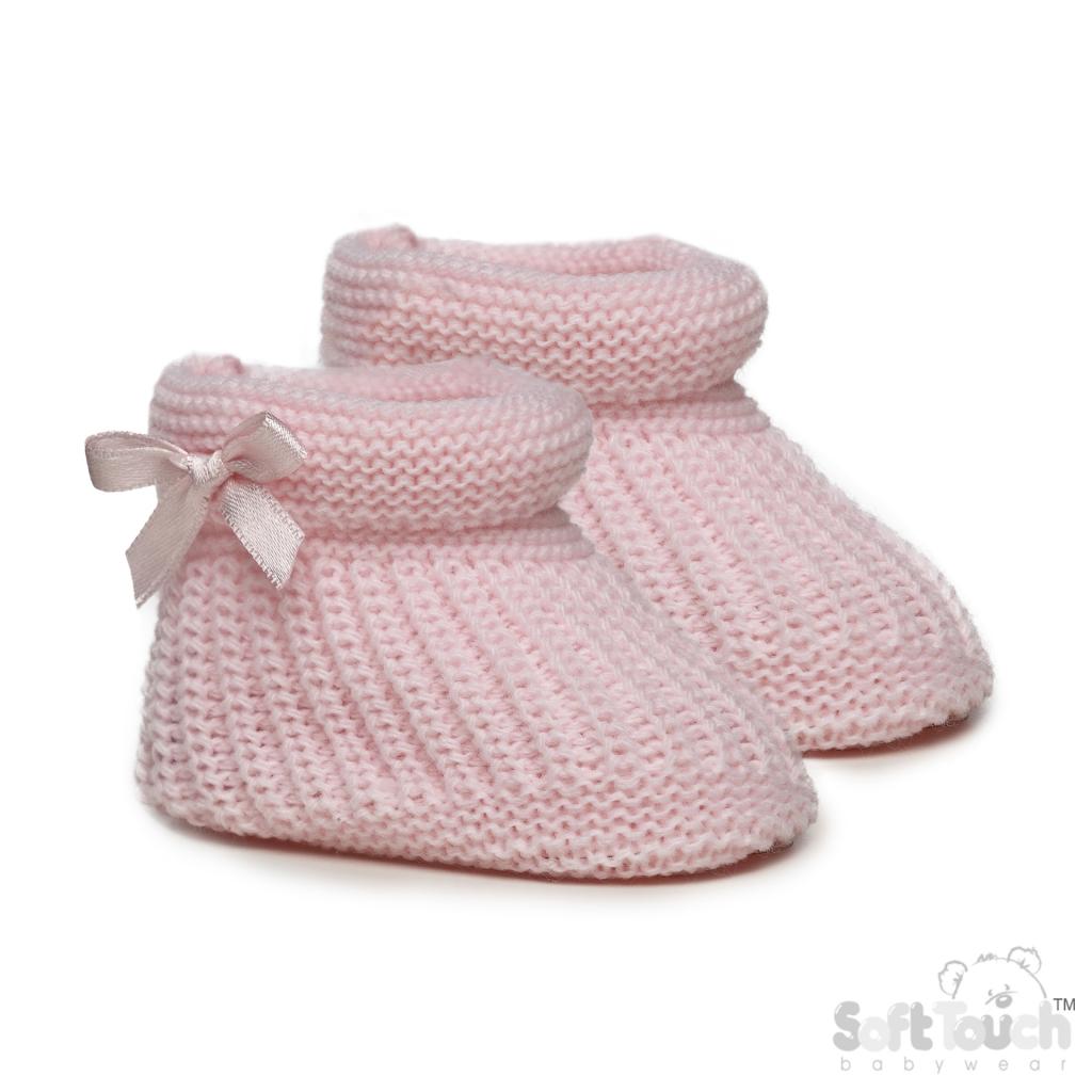 Baby Pink Cable Knit Bow Booties Baby Booties