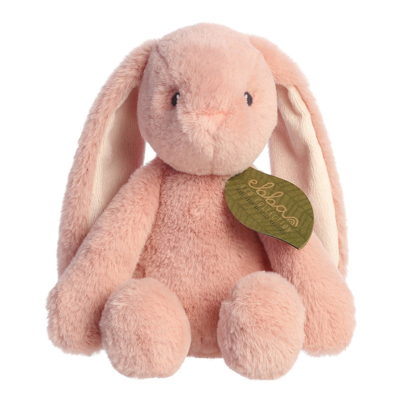Soft pink plush long eared bunny 12.5 inc Eco made from recycled plastic bottles