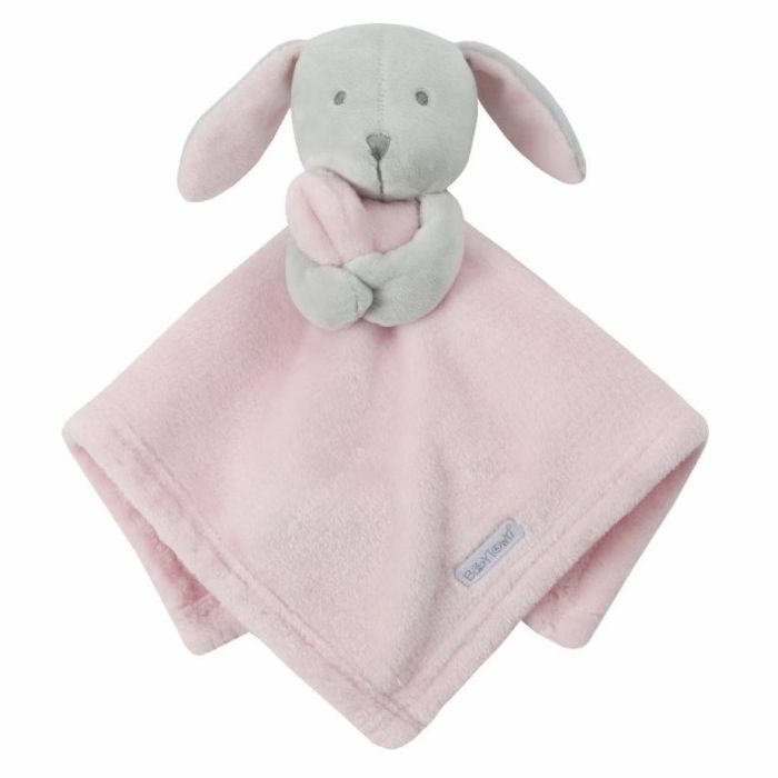 Soft pink and grey  bunny comforter soother