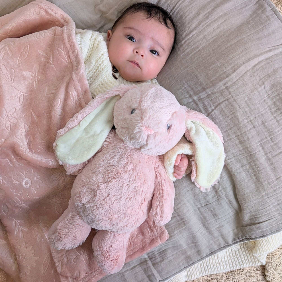 Pink Bunny Rabbit Soft Toy - Personalised Baby Girl Gifts - Bumbles & Boo