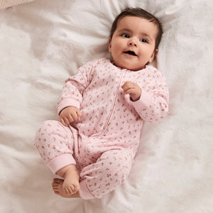 Pink ditsy floral baby girl romper size 0-3 months