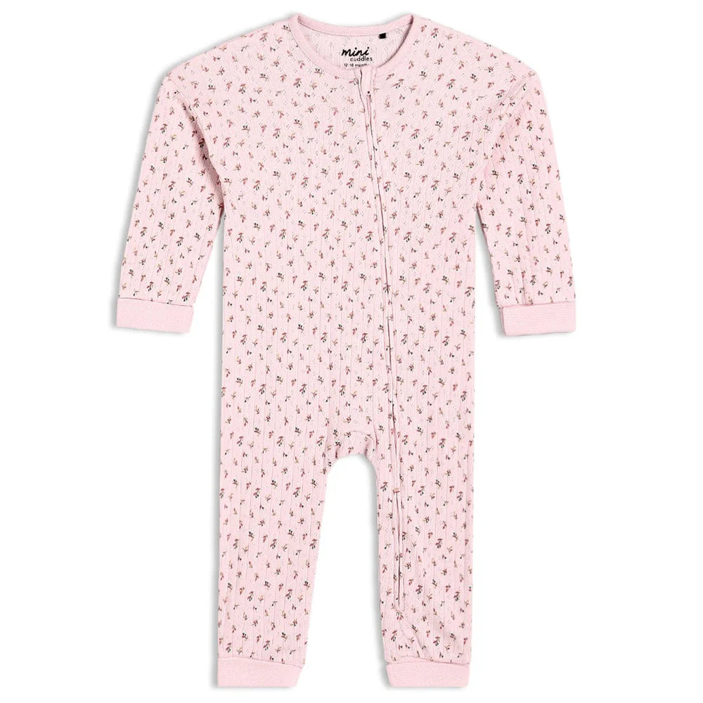 Pink pointelle baby girl romper in size 0-3 months
