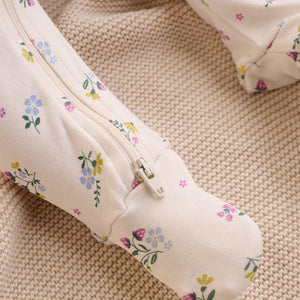 Organic cotton pink baby zip sleepsuit set