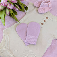 Pink Brushed Cotton Knit Baby Mittens (0-12 Months) Mittens.