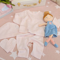 Baby Pink Bobble Knit Clothing Gift Set – 4 Piece