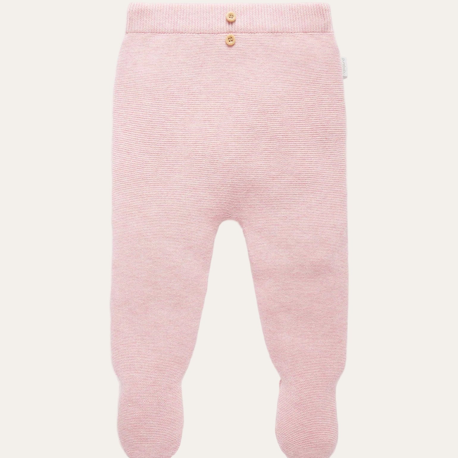 Soft pink baby leggings with feet – organic cotton