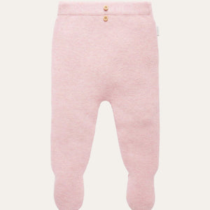 Soft pink baby leggings with feet – organic cotton