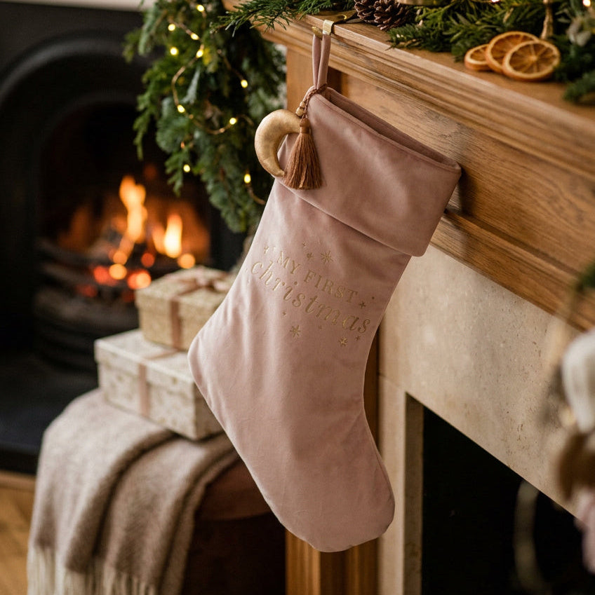 Pink Baby's 1st Christmas Stocking Christmas.