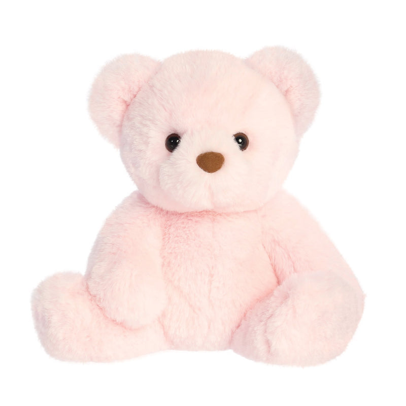 Soft light pink teddy bear with the softest fur and cute face approx 9 inches