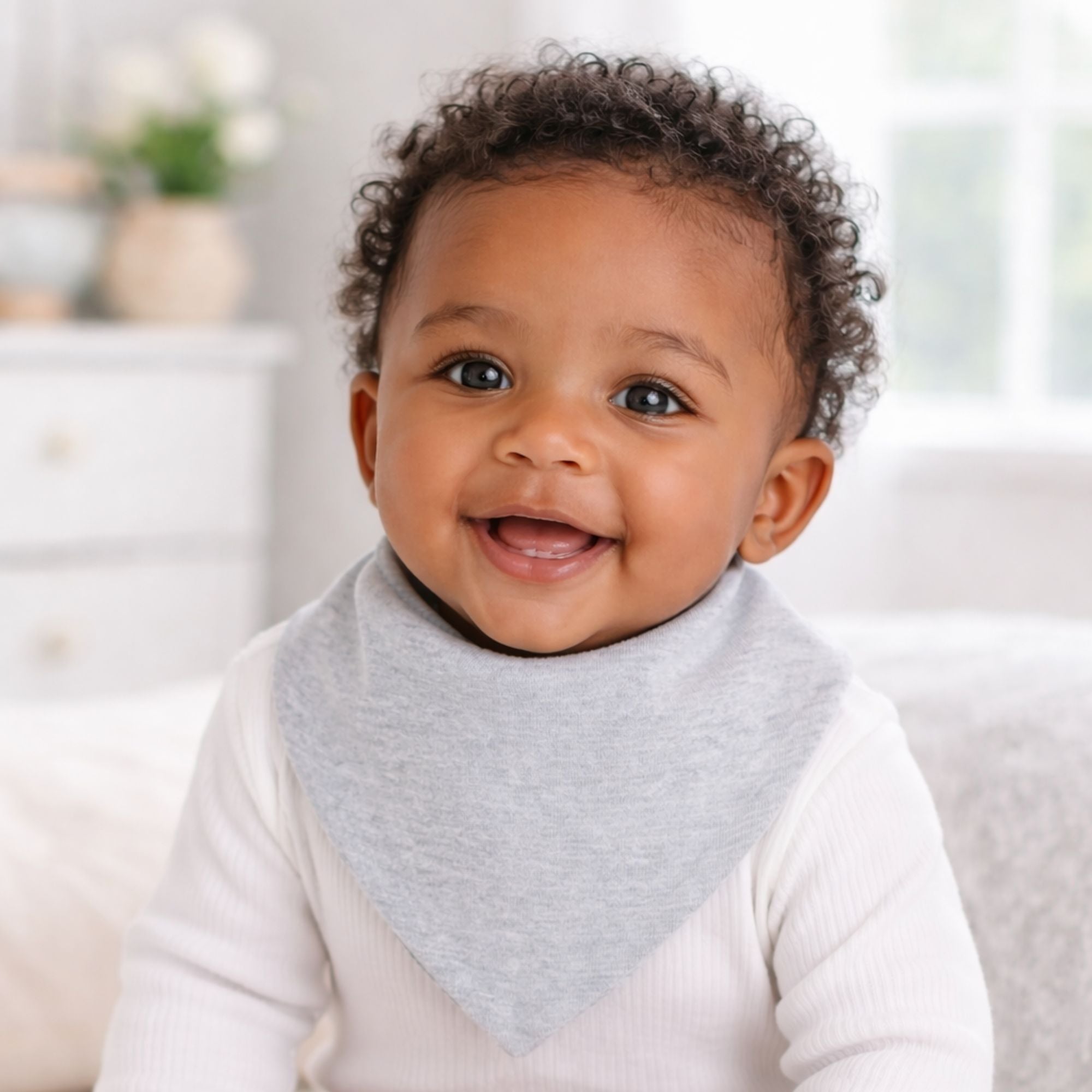 Grey baby bandana bib in cotton