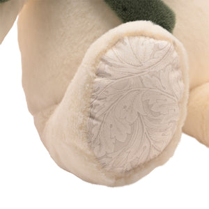 Close-up of floral patterned fabric on the bunny's paw pad