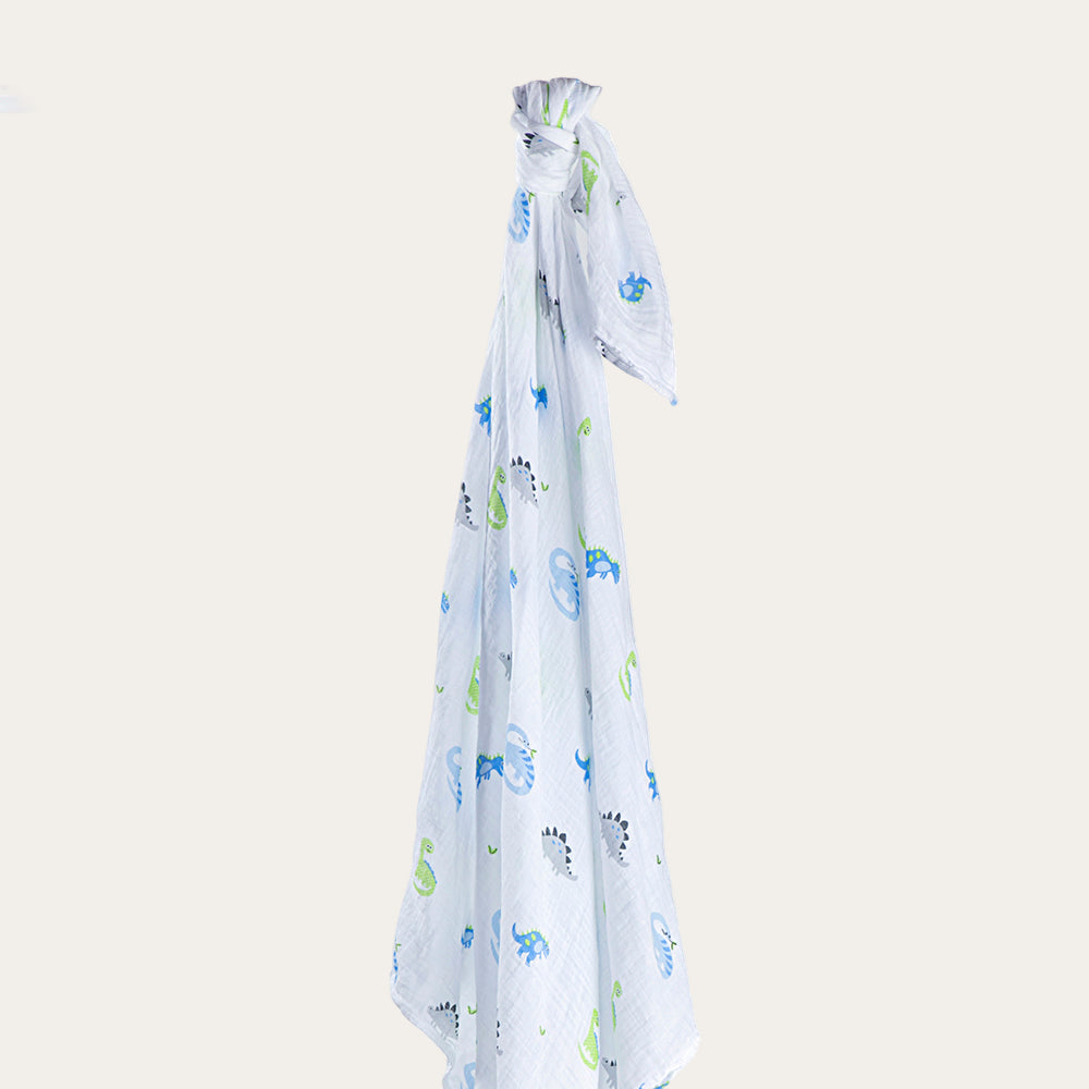 Prehistoric Pals Muslin Swaddle Blanket – breathable and soft for babies