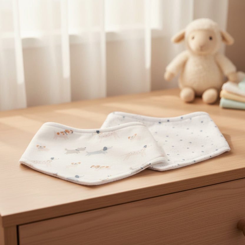 2-Pack Bandana Bibs  Puppy Dog & Star Designs, 100% Cotton Bandana Bib.