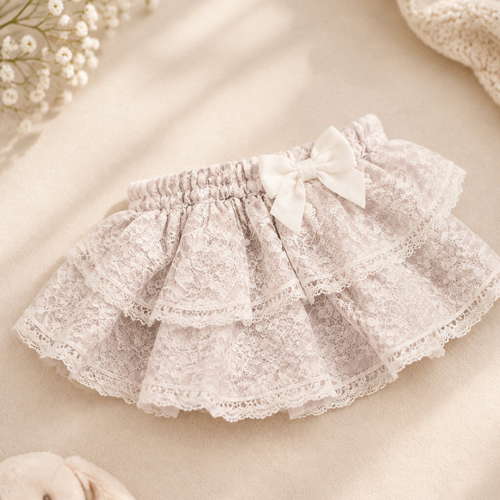 Purple jacquard baby girl outfit with bow detail