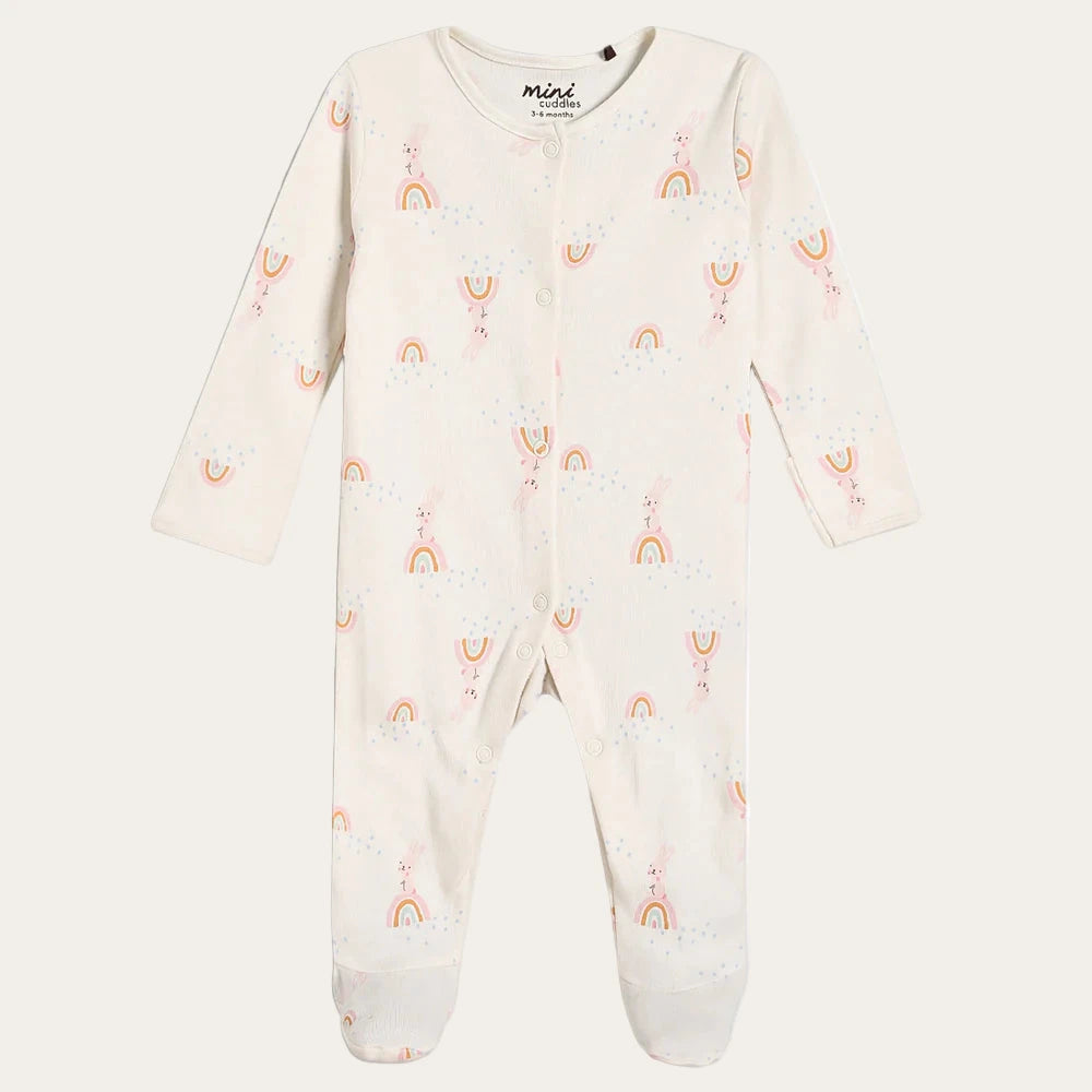 Longsleeve baby grow with rainbow print