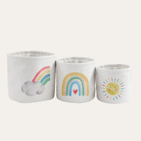 3 Sunshine & Rainbow Storage Baskets Keepsake Box.