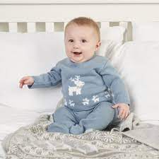 Blue Baby Boy Christmas Top & Trousers Knit Set