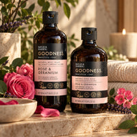 Vegan-friendly rose and geranium bath soak
