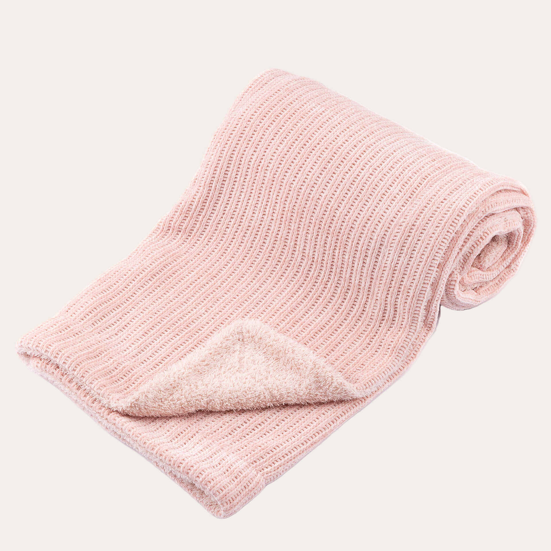 Rose gold cellular baby blanket with a sherpa back