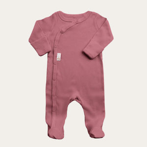 Deco Rose Pink Ribbed Baby Sleepsuit  100% Cotton | 0-3 Months Baby Girl Clothes.