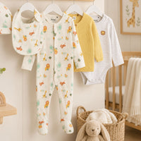 Unisex Baby Clothing Set with Yellow Cardigan and Jungle Print